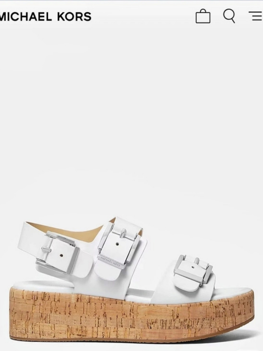Michael Kors Colby Leather Flatform Sandal White & Brown - Picture 7 of 7